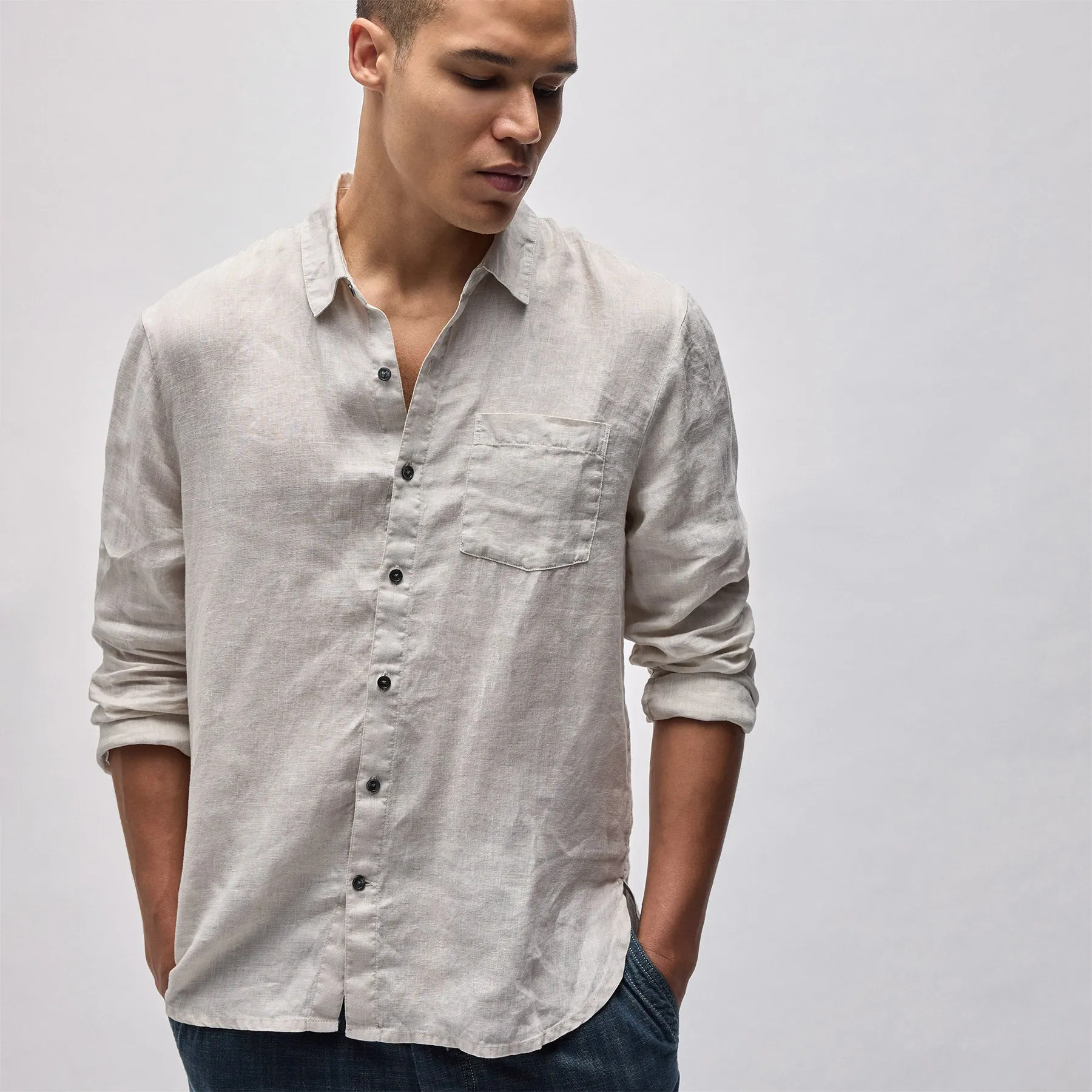 Lightweight Linen Shirt - Salt Pigment