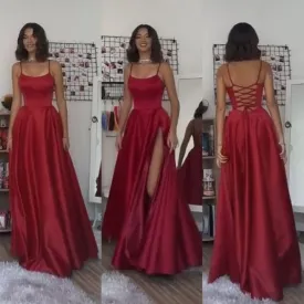 Long Prom Dresses Red Evening Dresses For Girls SH255