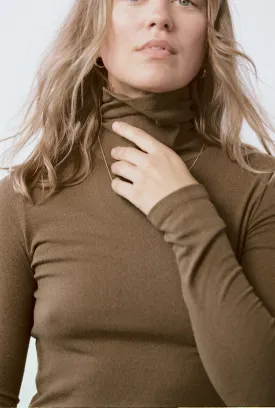 Marianne Turtleneck, Regen Silk Noil Jersey, Coffee