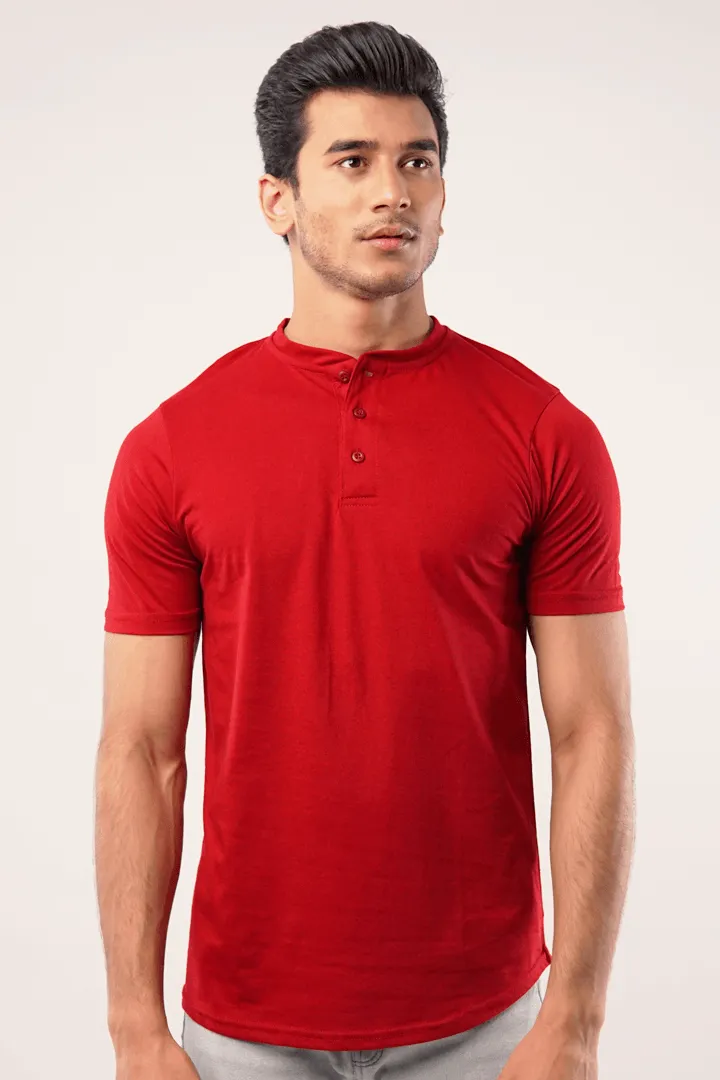 Maroon Half Sleeves Henley Tshirt