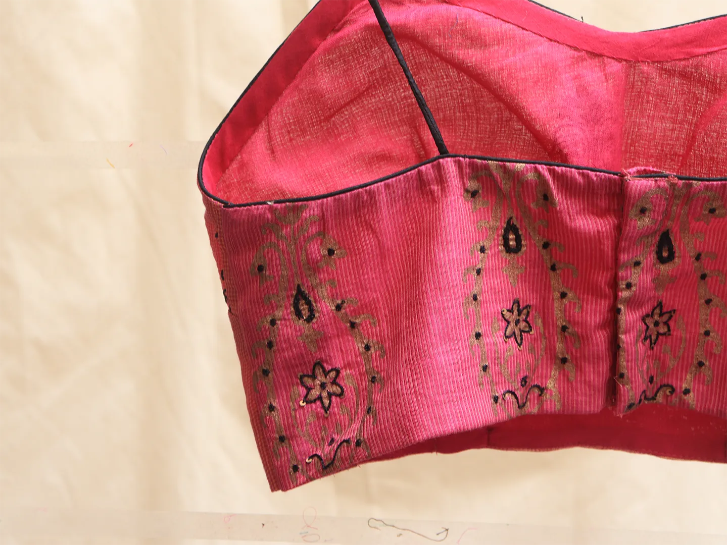 Meganta pink, Mangalgiri cotton, Hand embroidery bralette