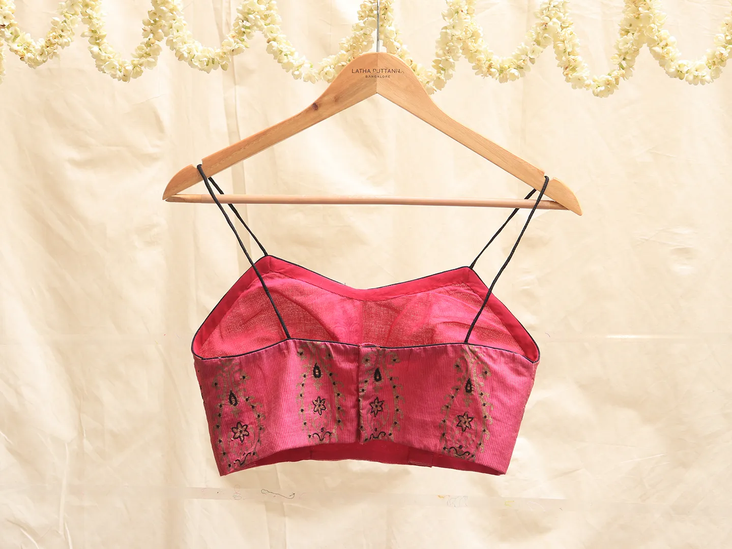 Meganta pink, Mangalgiri cotton, Hand embroidery bralette