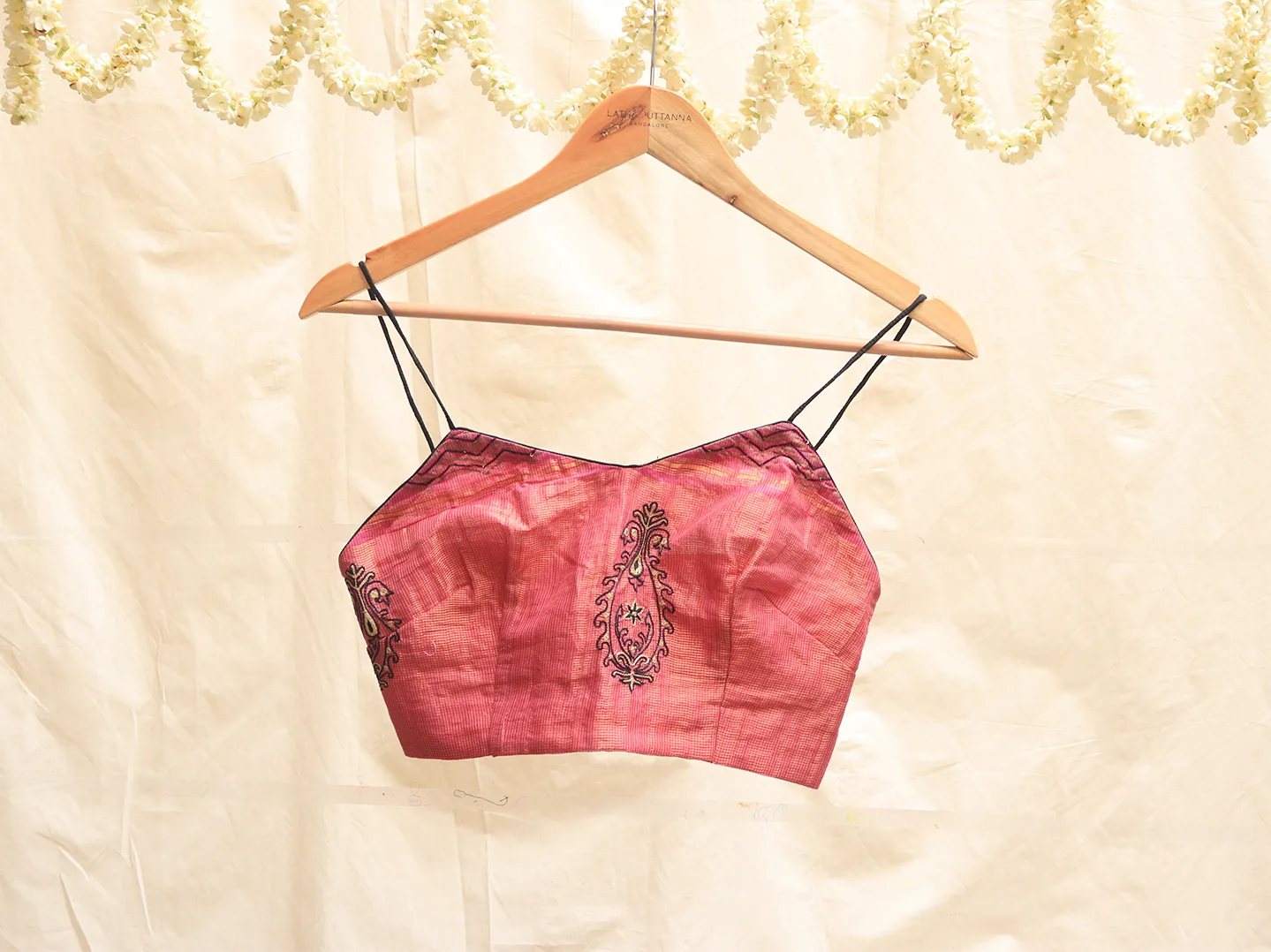 Meganta pink, Mangalgiri cotton, Hand embroidery bralette