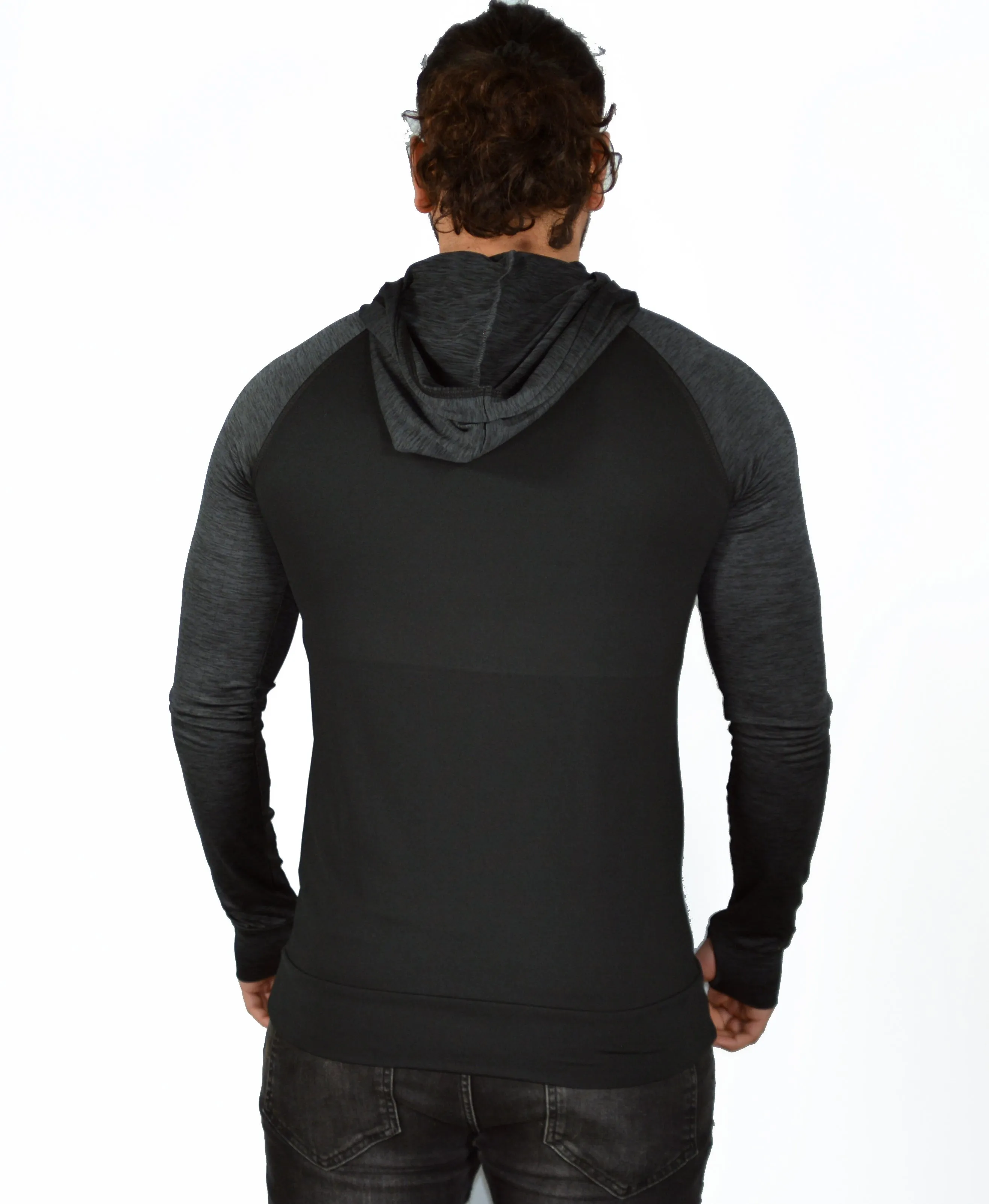 Mens Two tone OG1 sports lycra light Black hooded back