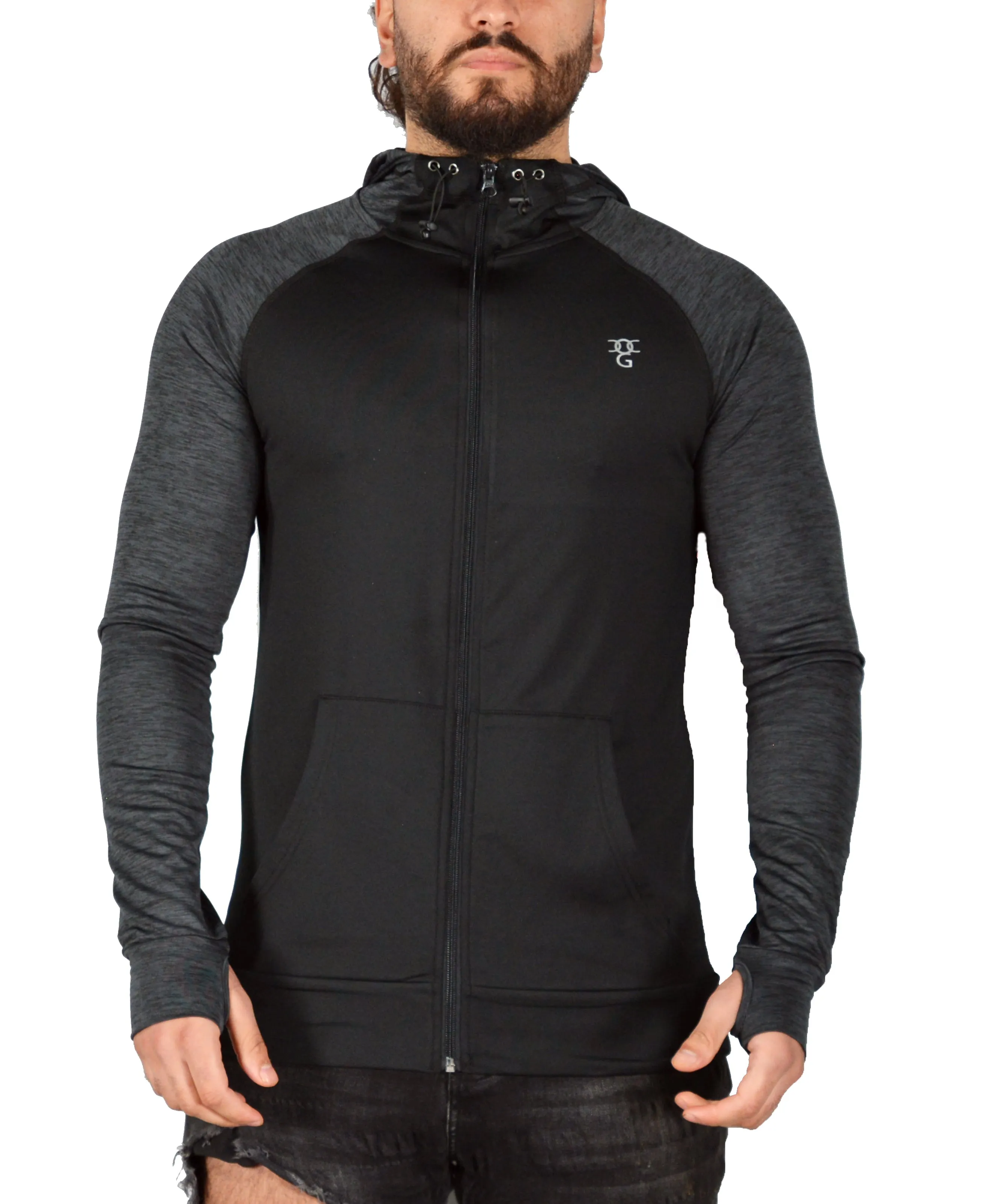 Mens Two tone OG1 sports lycra light Black hooded back