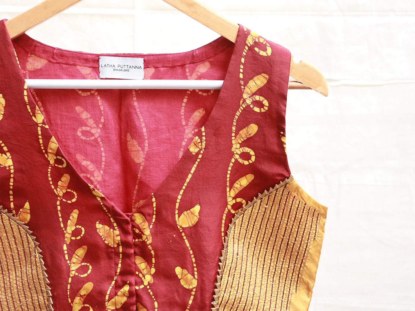 Merlot red soft silk, Batik blouse