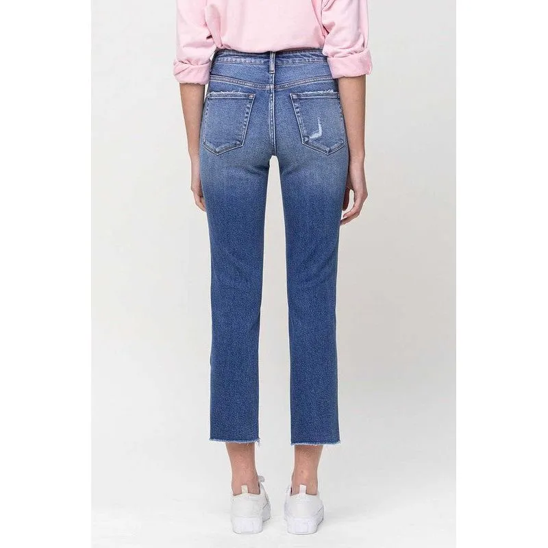 Mid-Rise Straight Crop Jeans