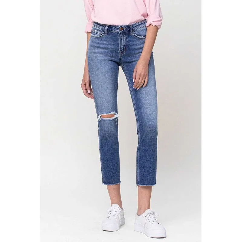 Mid-Rise Straight Crop Jeans