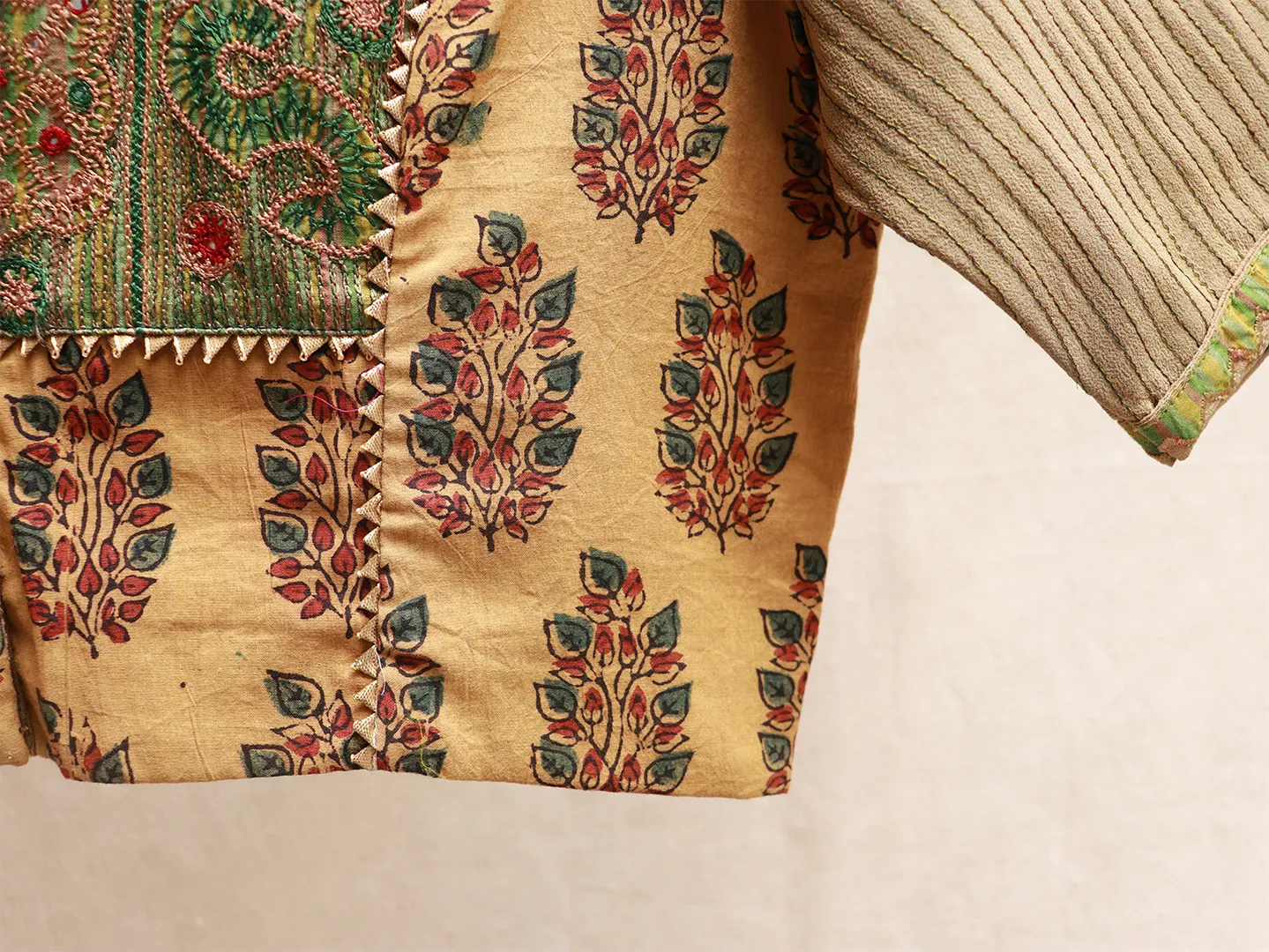 Mustard, Kalamkari, cotton and georgette, Hand Embroidery blouse