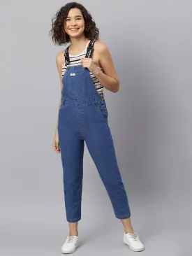 NaughtyDungaree® Womens Denim Dungaree with Branded Elastic Strap