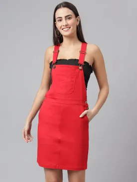 NaughtyDungaree® Women's Dungaree Dress - Crimson Red