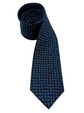 Navy Droplet Print Silk Tie