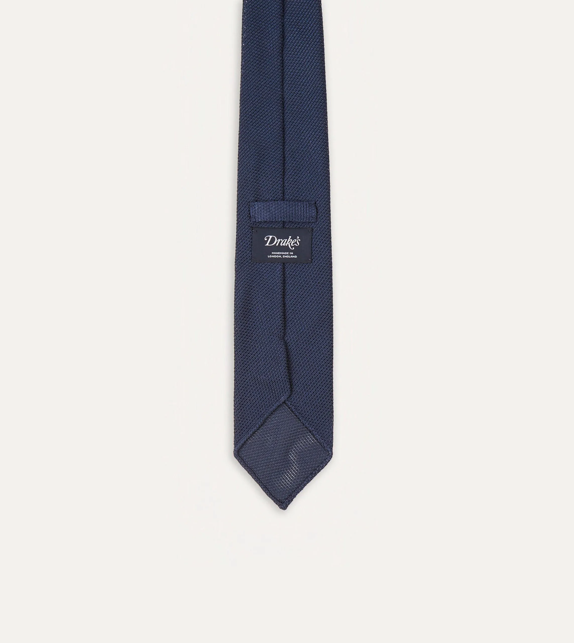 Navy Fine Woven Grenadine Silk Hand Rolled Tie