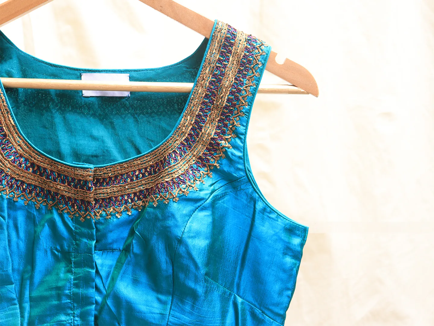 Ocean blue, Karnataka silk, Hand embroidery blouse