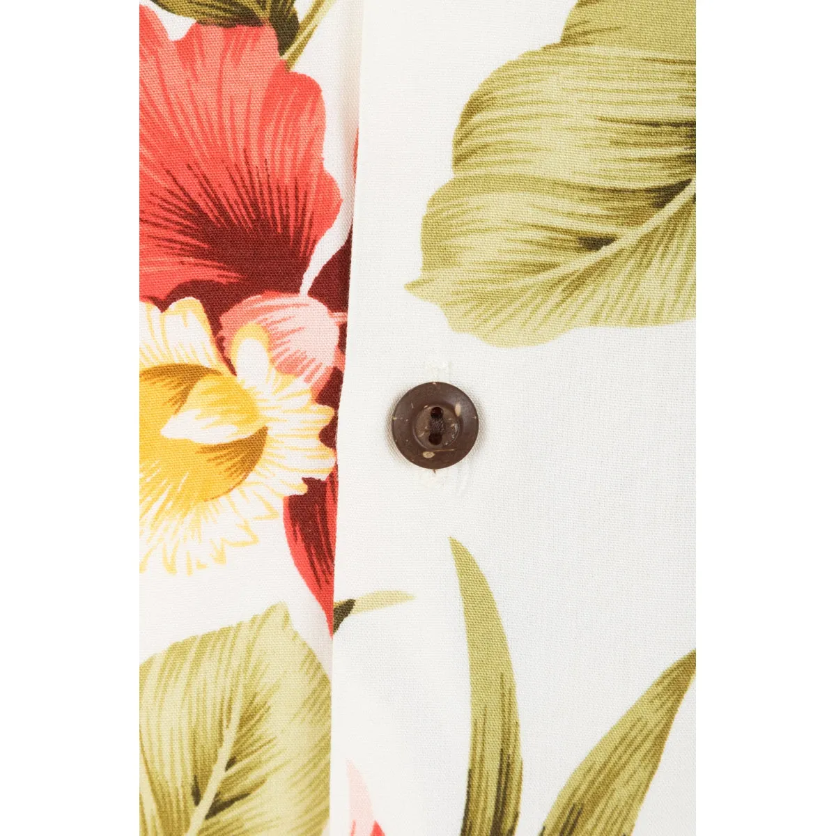 Orchid Print Rayon Hawaiian Shirt | Cream