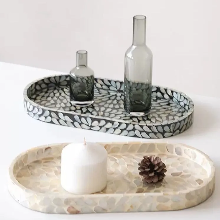 Oval Mother of Pearl Decorative Tray