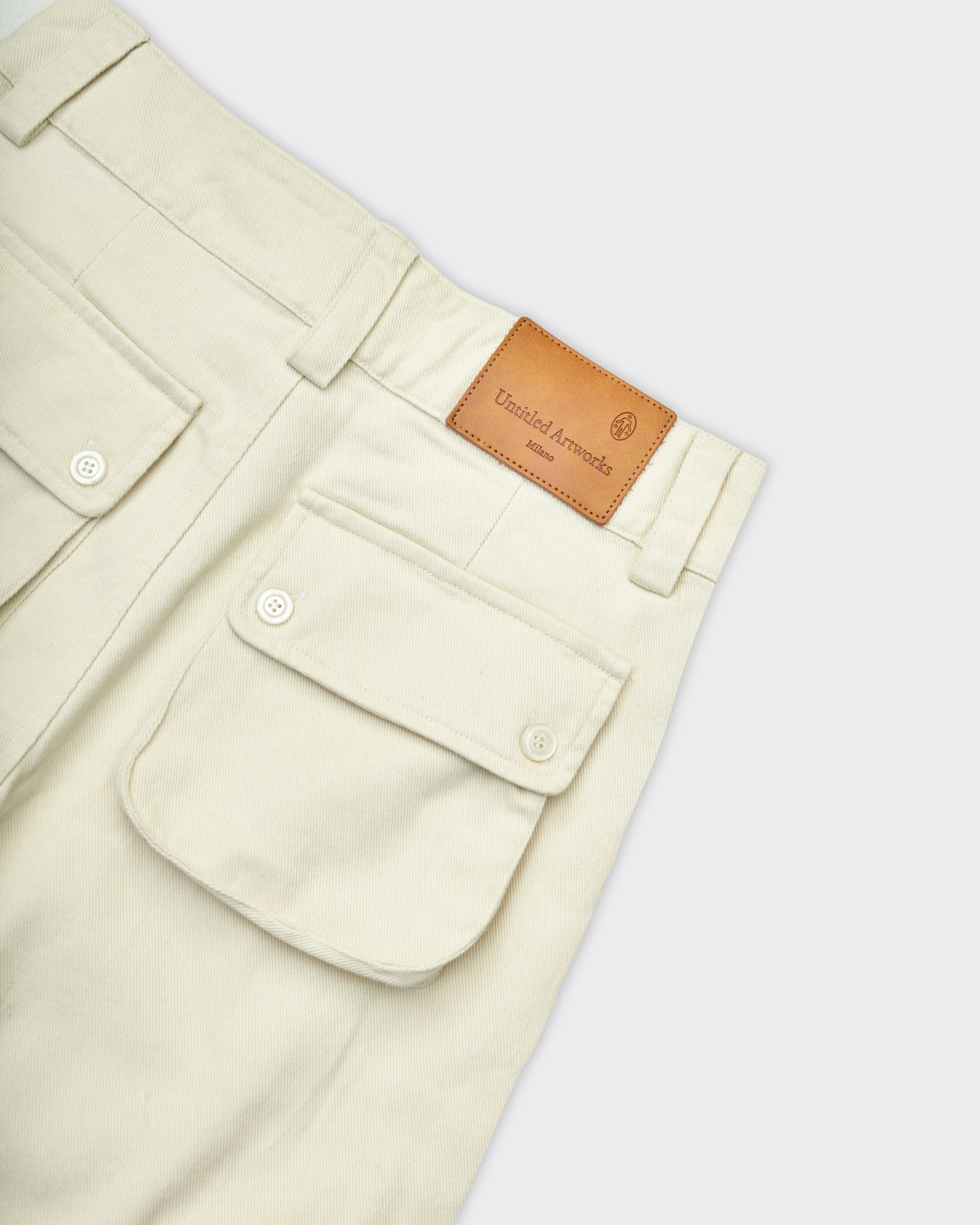 Pantaloni Cargo Wide Crema