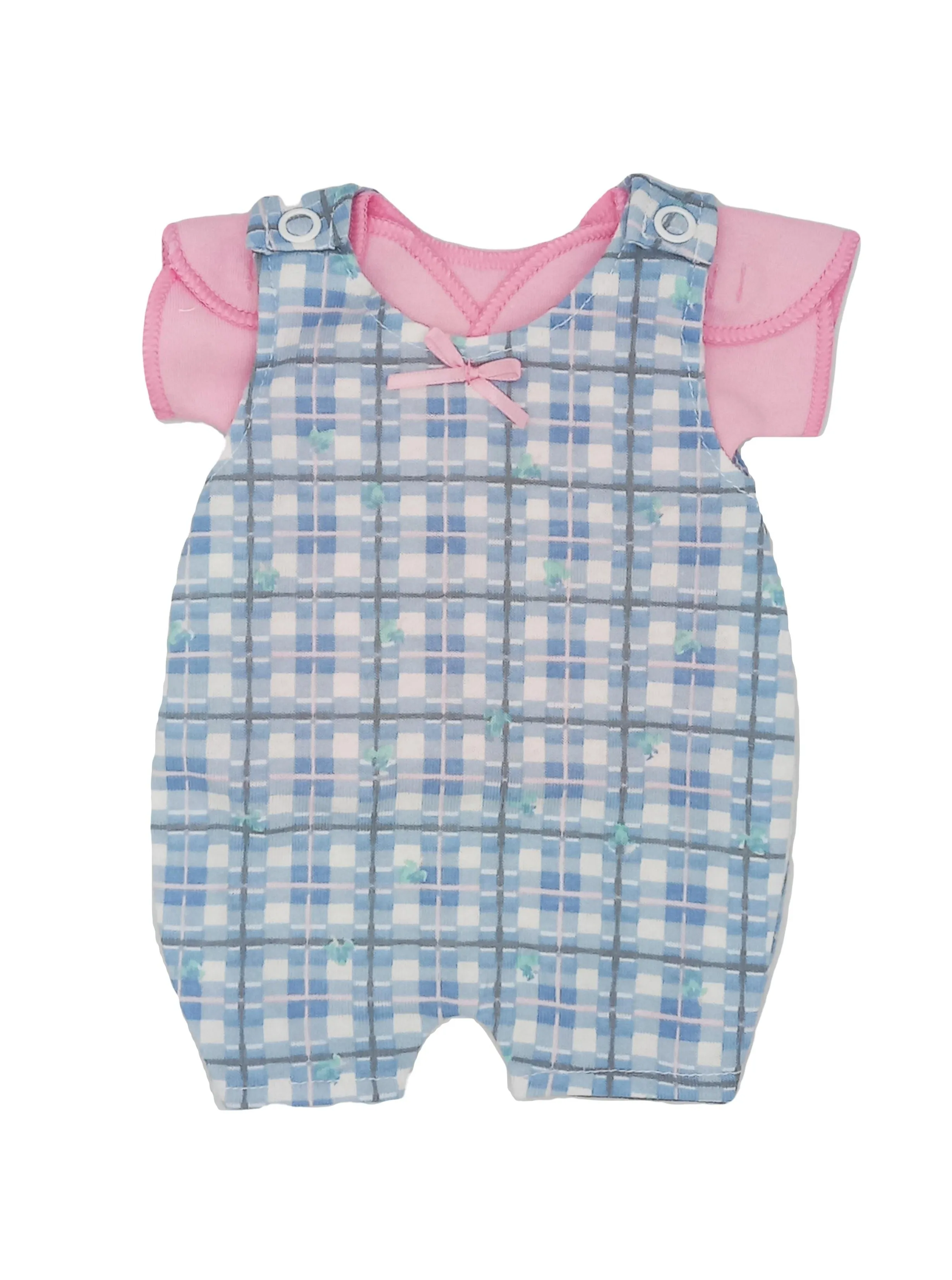 Pink and Blue Check Dungaree and T-shirt Set