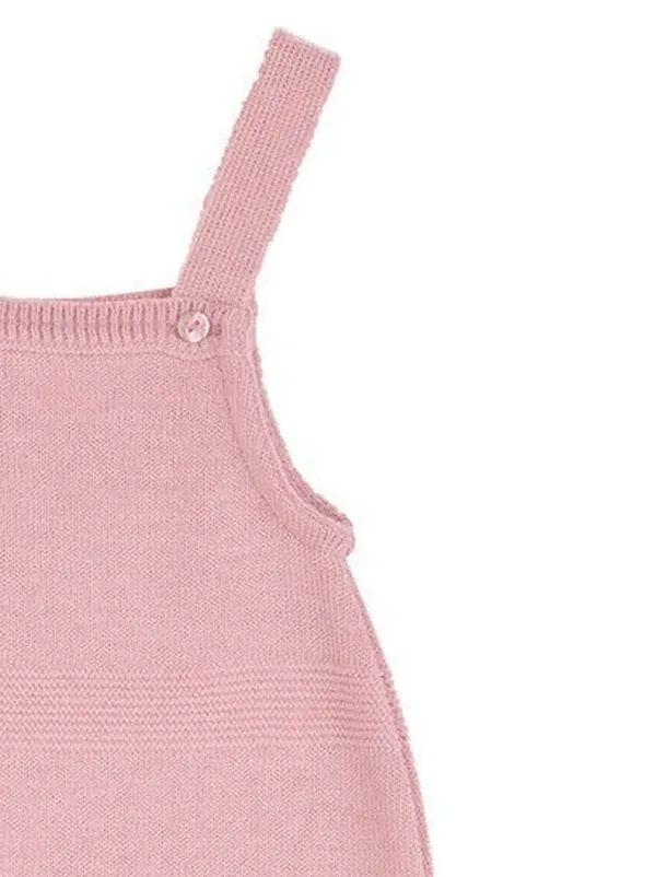 Pink Knitted Early Baby Dungarees