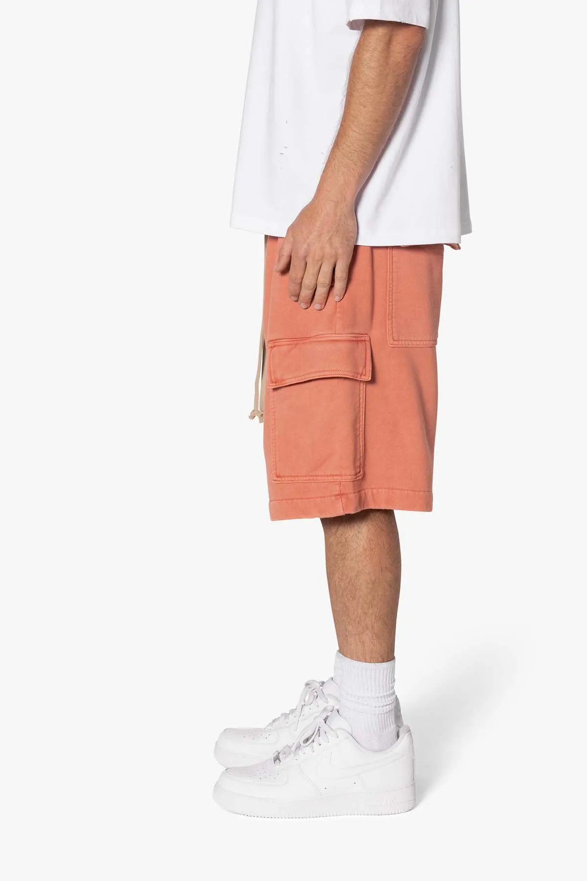 Rave Cargo Fleece Sweat Shorts - Washed Rust