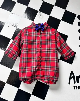 Red Tartan Shirt Romper (0-24months)