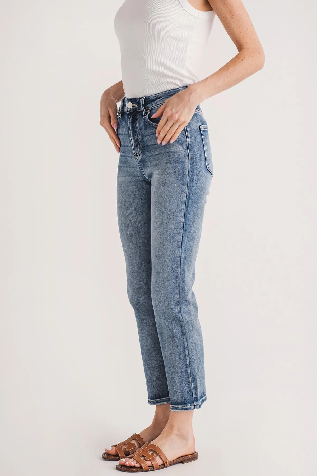 Risen Straight Leg Non Distressed Jeans