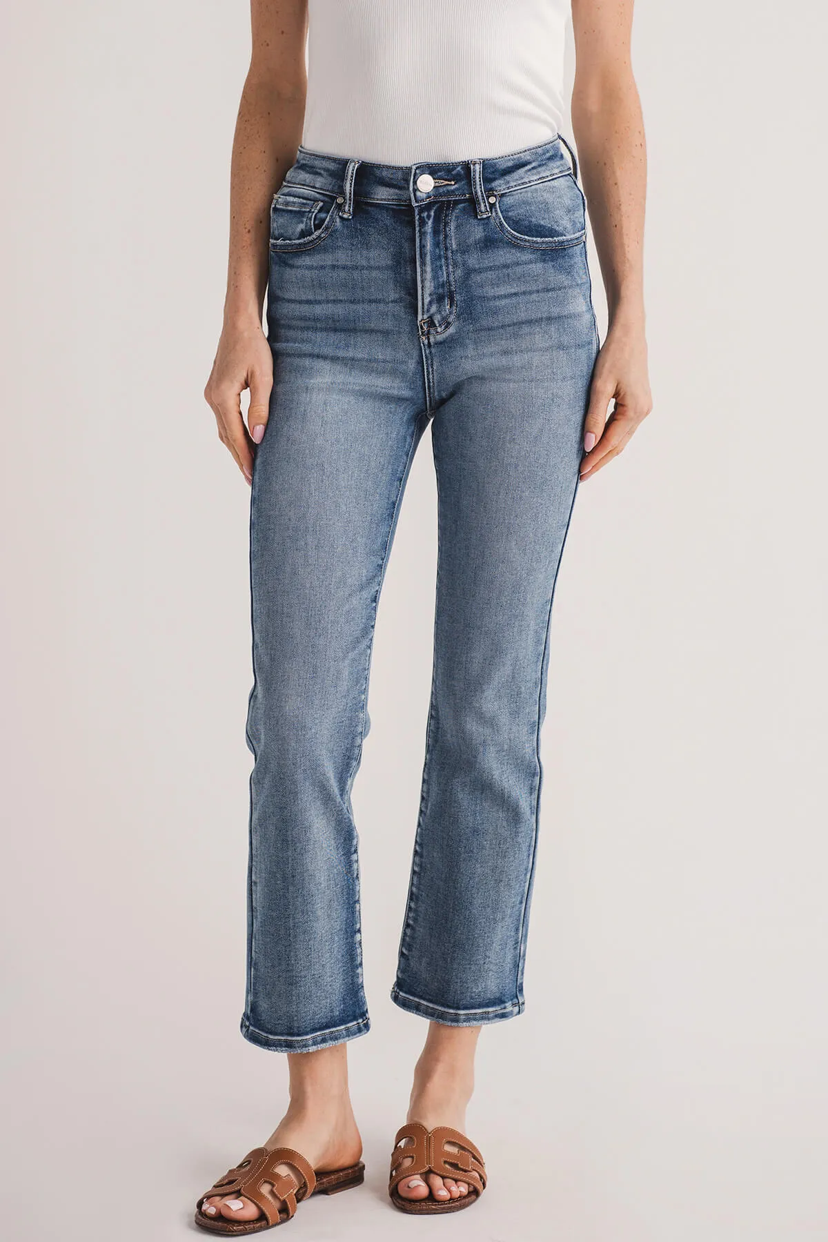 Risen Straight Leg Non Distressed Jeans