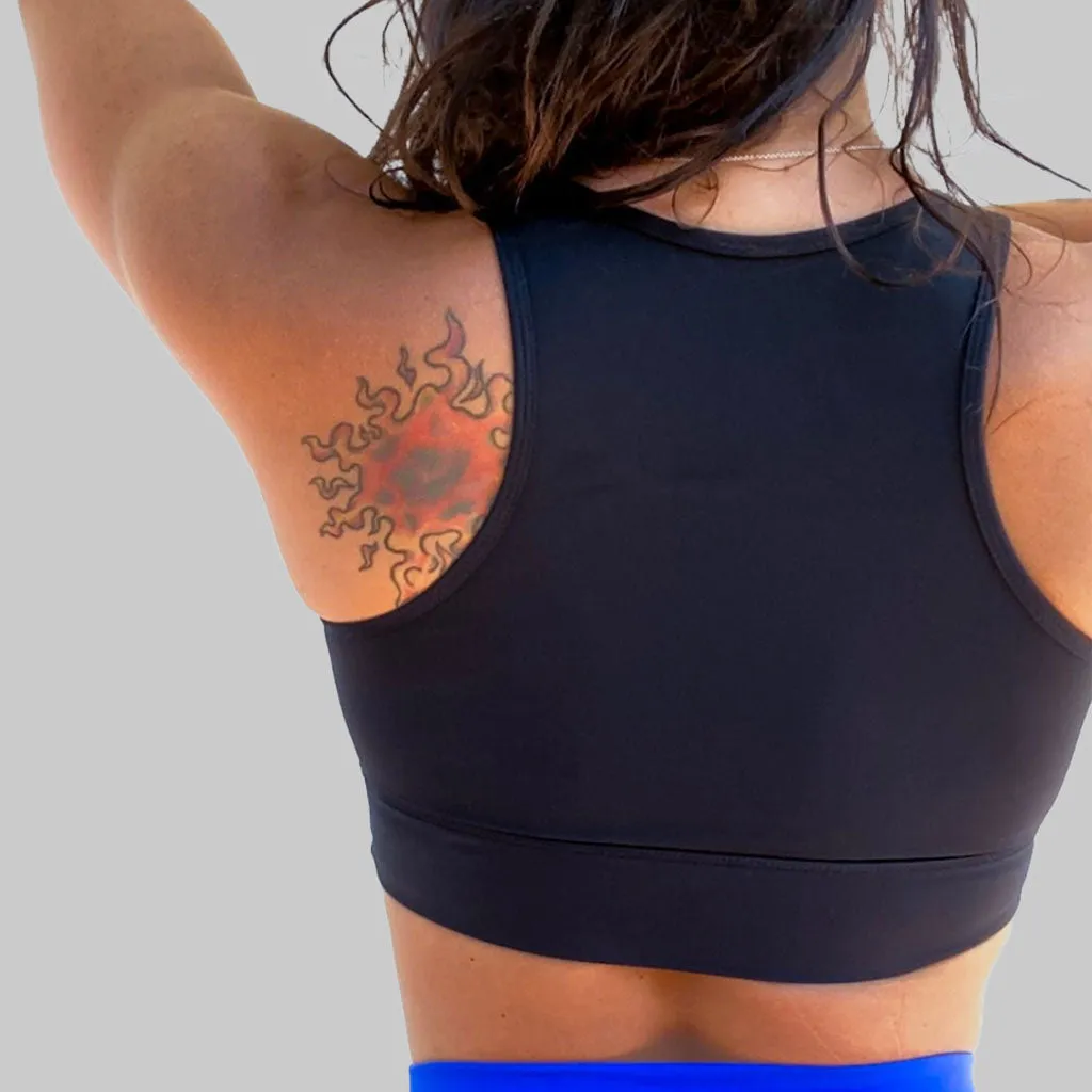 Salty Savage Ladies "Fuck Off" Peekaboo Sports Bra | Cocoa Beach Performance | Black/Black