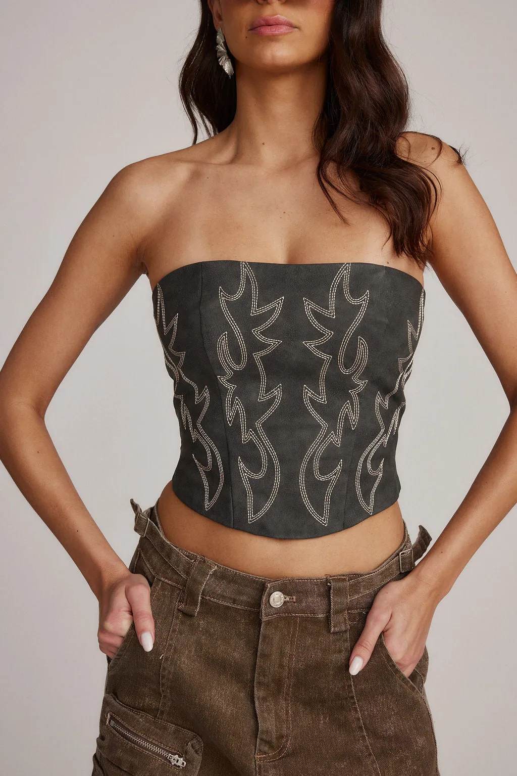 Smoke Show Faux Leather Tube Top