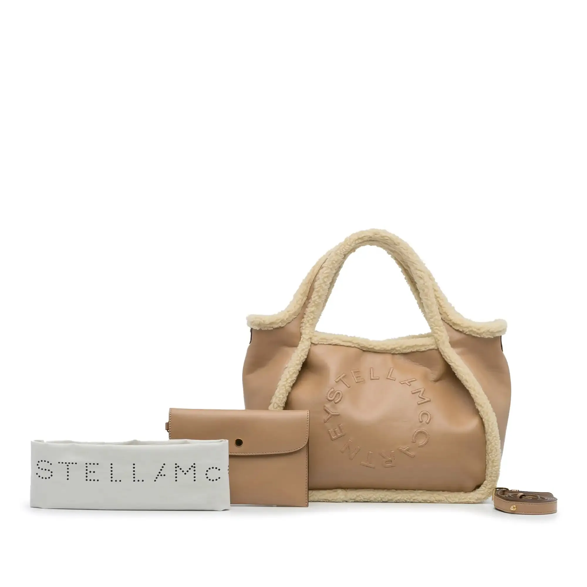 Stella McCartney Stella Logo Beige Shearling Trimmed