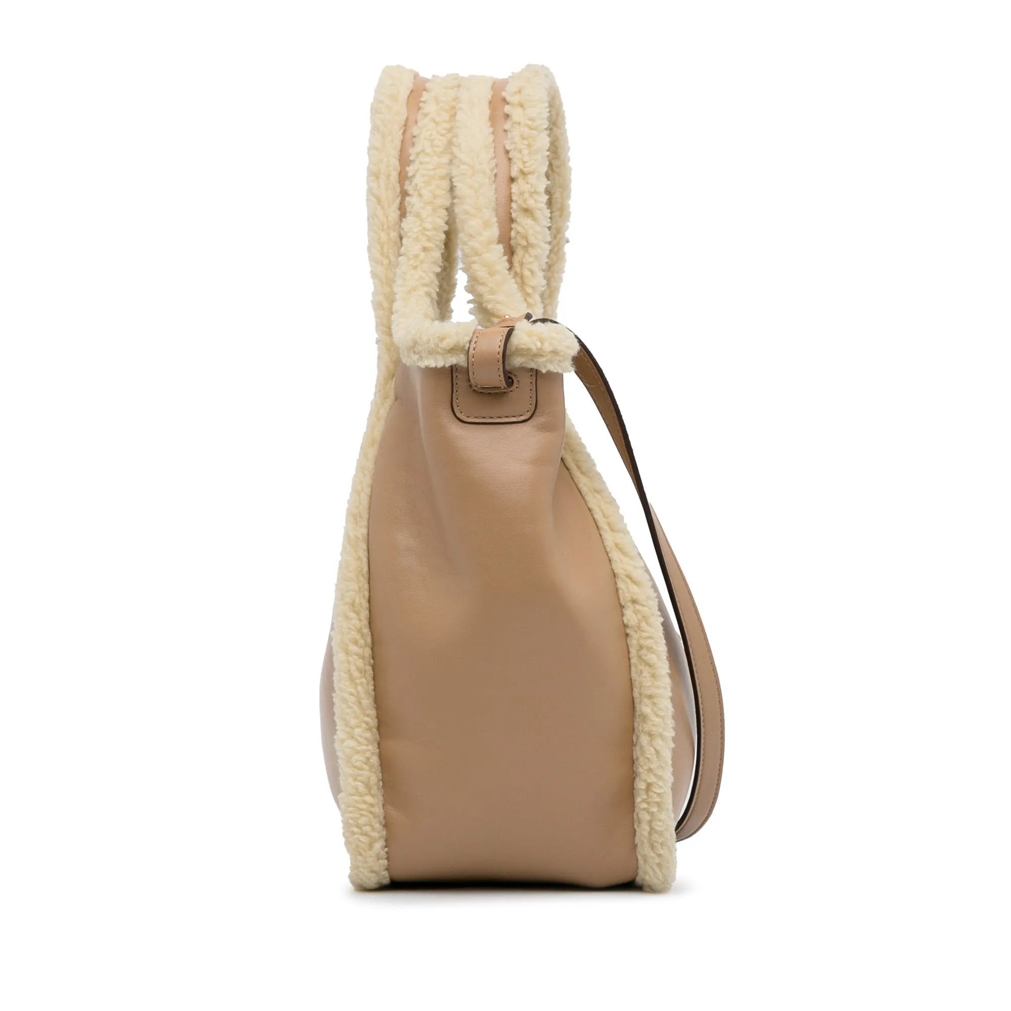 Stella McCartney Stella Logo Beige Shearling Trimmed