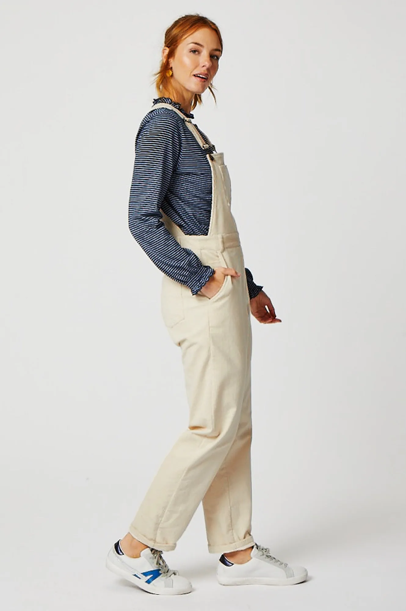 Stretch Corduroy Dungarees | Cream