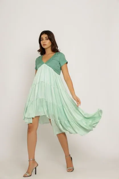 Teal Tea Green Asymmetrical Dress