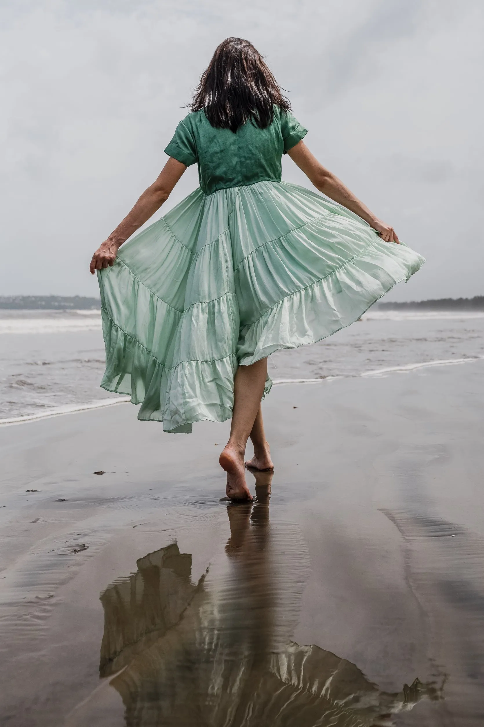 Teal Tea Green Asymmetrical Dress