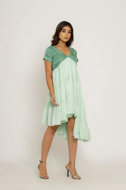 Teal Tea Green Asymmetrical Dress