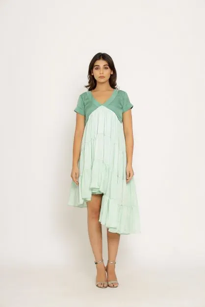 Teal Tea Green Asymmetrical Dress