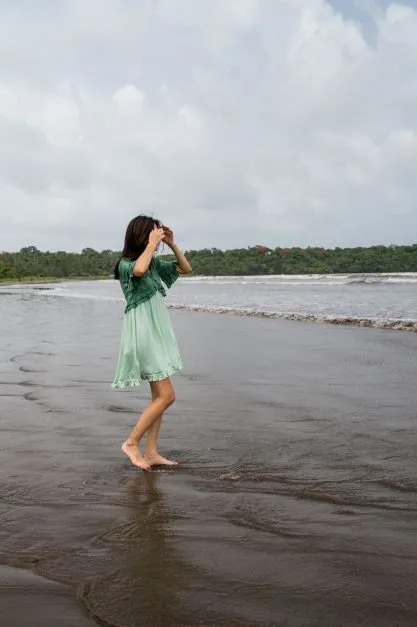 Teal Tea Green Frill Dress