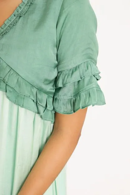 Teal Tea Green Frill Dress