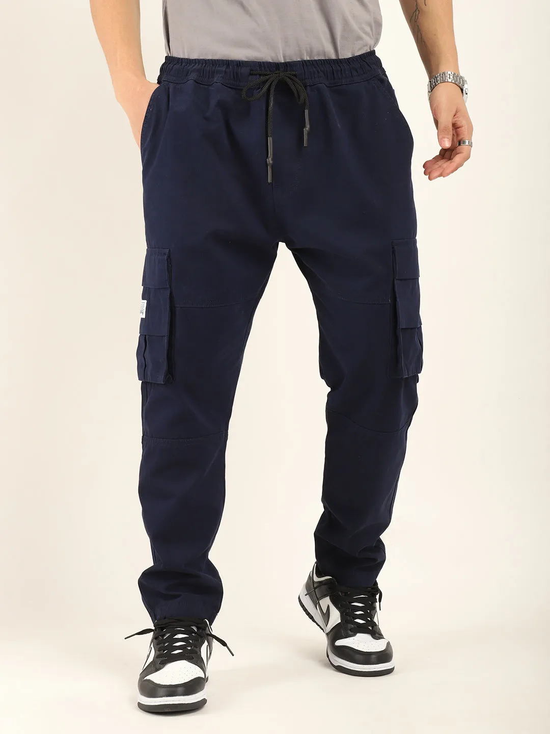 Zuko Full Length Navy Plus Size Cargo